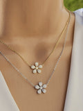 .925 Sterling silver and CZ flower necklace