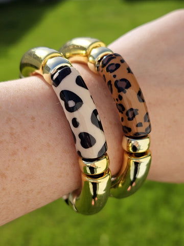 18k gold plated animal print bangle bracelets