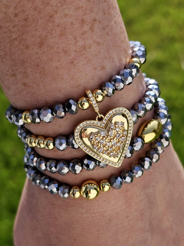 18k gold plated heart set bracelets