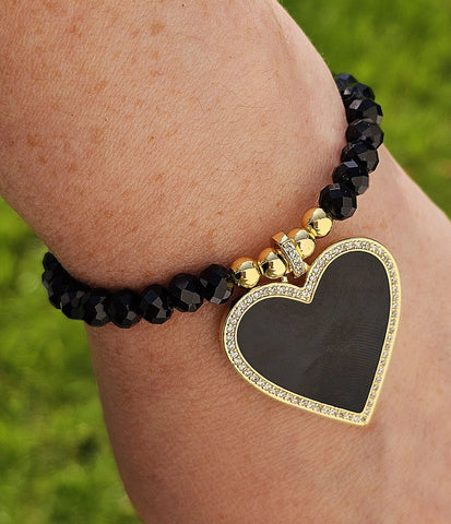 18k gold plated black heart bracelets