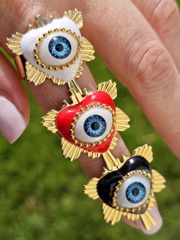 18k gold plated evil eye rings