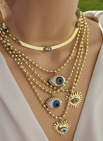 18k gold plated evil eye necklaces