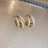 18k real gold plated 3 row earrings