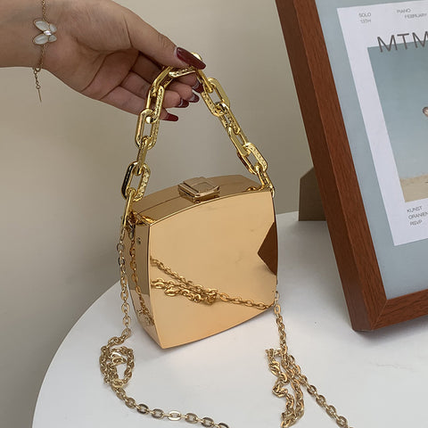 Fashion metalic color square handbag