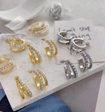 18k real gold plated cz and pearl hoop earrings