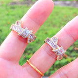18k real gold plated cz twisted rings