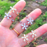 18k real gold plated adjustable cz flower rings