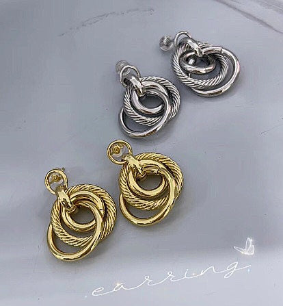 18k real gold plated circle earrings