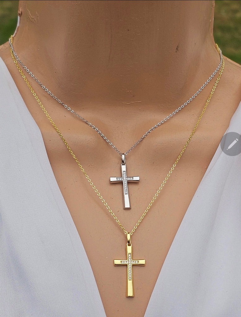 .925 sterling silver cz cross necklaces