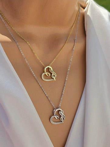 .925 Sterling silver CZ infinity and heart necklaces