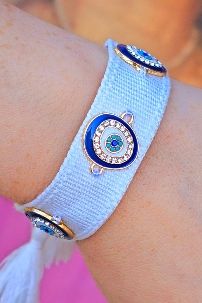 18k gold plated evil eye woven bracelet