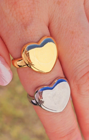 18k gold plated minimalist heart rings
