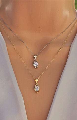 .925 Sterling silver CZ drop necklaces