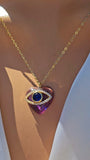 .925 Sterling silver stone evil eye necklace