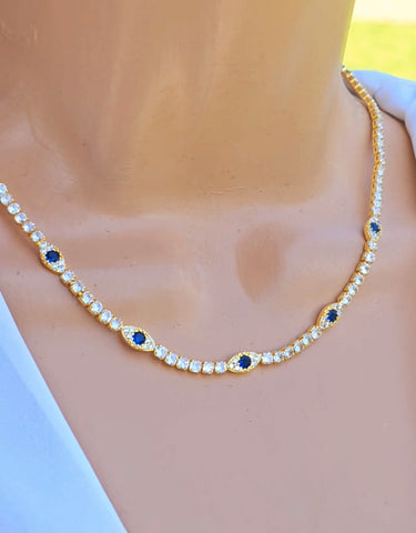 18k gold plated cz evil eye necklaces