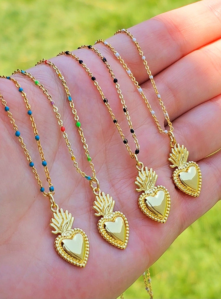 18k real gold plated heart necklaces