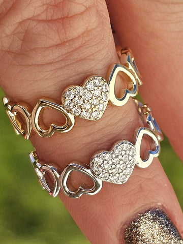 .925 sterling silver big hearts rings