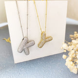 18k gold plated CZ initial necklace