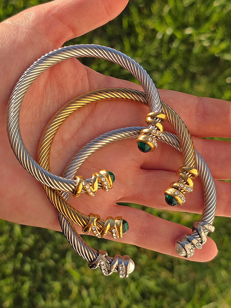 Cable Bangles Stainless steel twisted cable bangles – Ivonne's