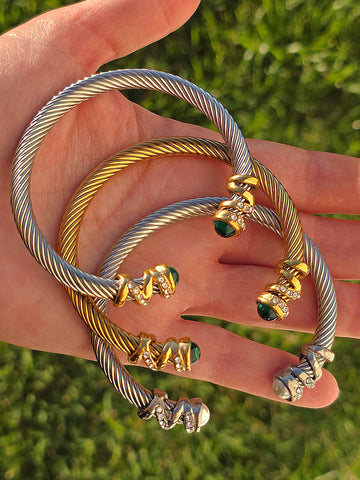 Stainless steel  twisted cable bangles