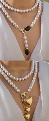 18k gold plated 36in long pearl necklaces