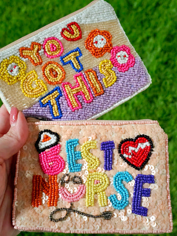 Fashion seed beads coin purse