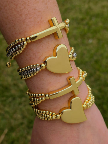 18k gold plated heart and cross bracelets