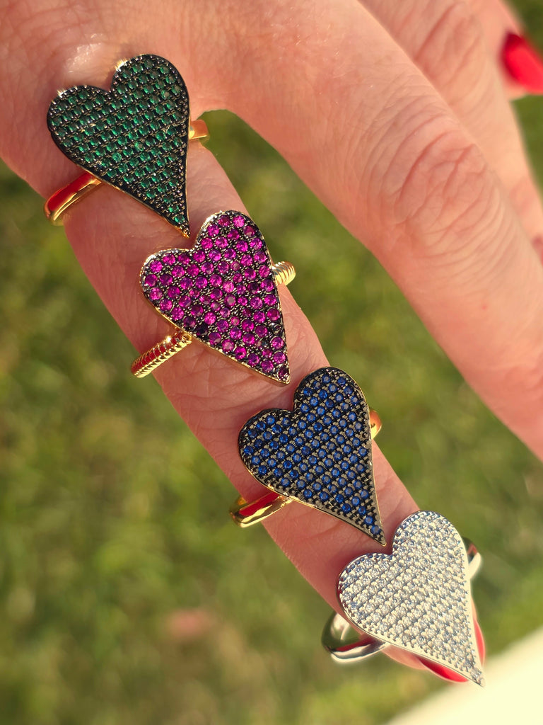 18k gold plated CZ heart rings