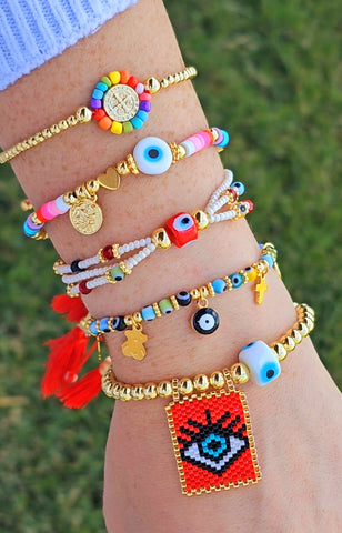 18k gold plated evil eye multicolor bracelets