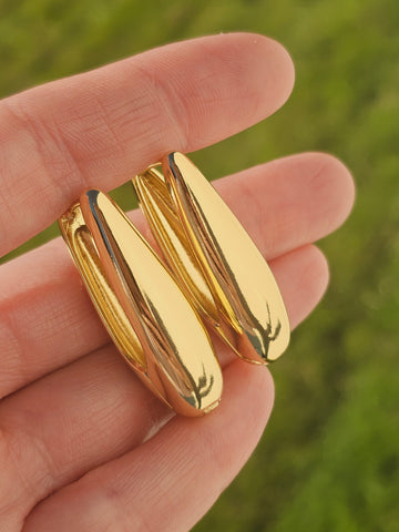 18k gold plated long hoop earrings
