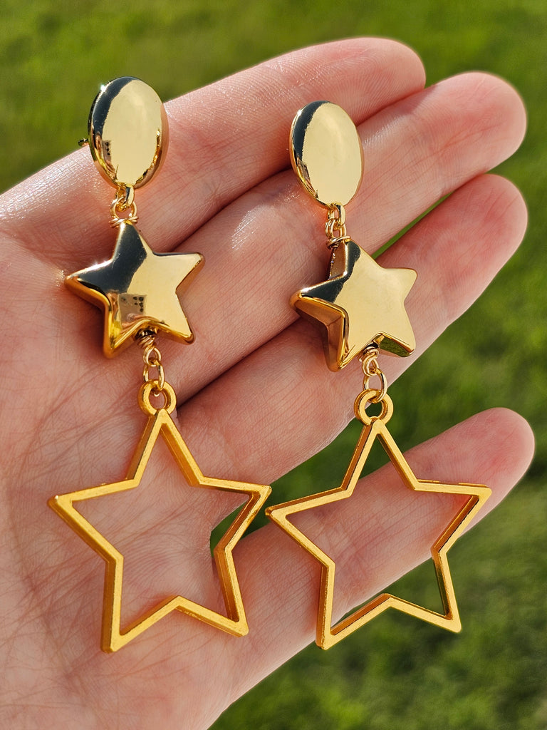 18k gold plated stars earrings