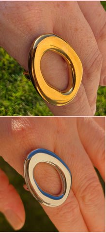 Stainless steel oval minimalist ring