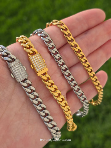 Stainless steel unisex cuban chain inspired bracelets
