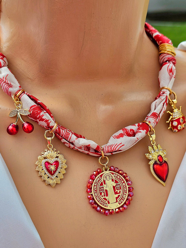 18k gold plated San Benito scarf charm necklaces