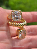 18k gold plated doble crystal ring