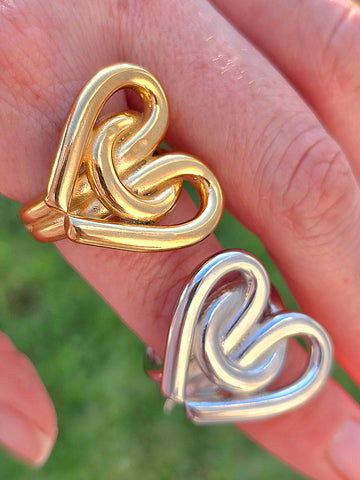 Stainless steel statement heart ring