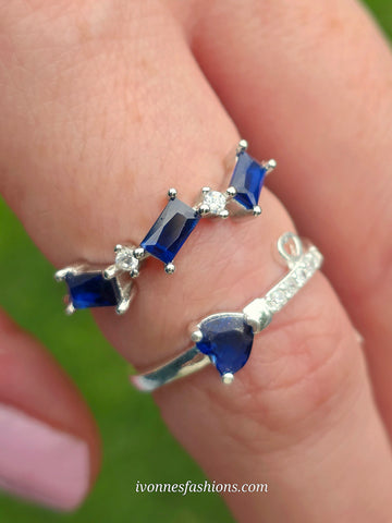 .925 sterling silver blue CZ ring