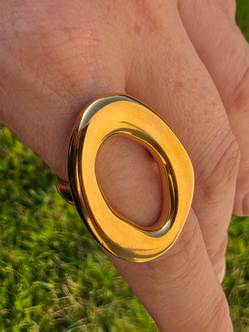 Stainless steel oval minimalist ring