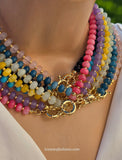 18k gold plated natural stones beaded with clasp necklaces