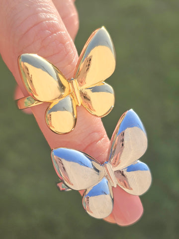18k gold plated minimalist butterfly rings