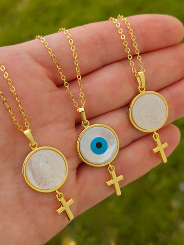 18k gold plated eye and religious necklaces