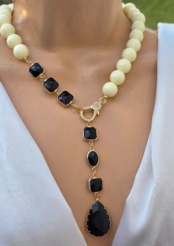 18k gold plated natural stone necklaces