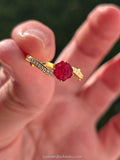 .925 sterling silver red flower ring (size 7.5)