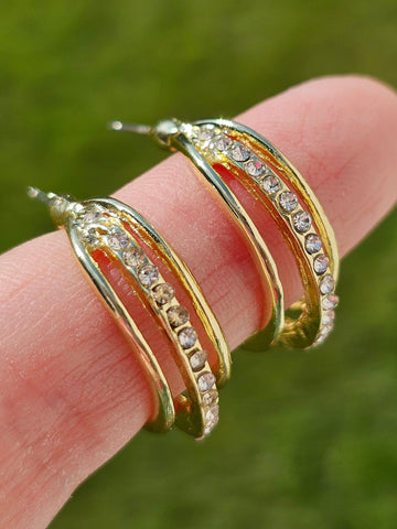18k gold plated cz hoop earrings