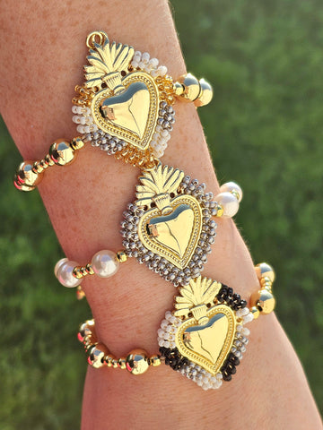 18k gold plated sacred heart bracelet
