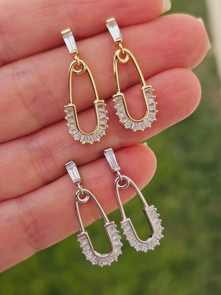 .925 Sterling silver dangling pin earrings