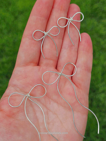 .925 Sterling silver handmade bow earrings