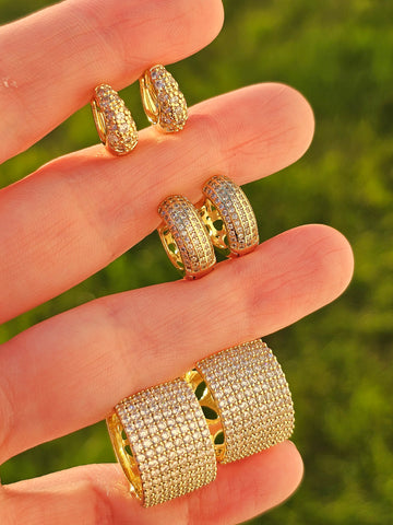 18k gold plated Cz hoop earrings