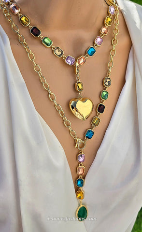 18k gold plated Multicolor Crystal necklaces