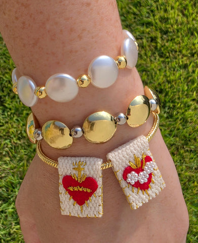 18k gold plated pearls  and scapular bracelets